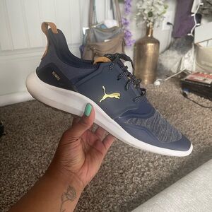 Puma Men’s Navy Golf Shoes with Gold Logo (Flaws/Minor Damage)